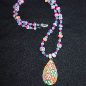 Hippie Chic Polymer Clay Handmade Necklace